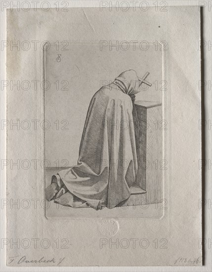A Praying Monk, 1826. Creator: Johann Friedrich Overbeck (German, 1789-1869); Carl Schulze.