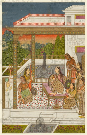 A princess with attendants on a terrace, c. 1720-1730. Creator: Unknown.