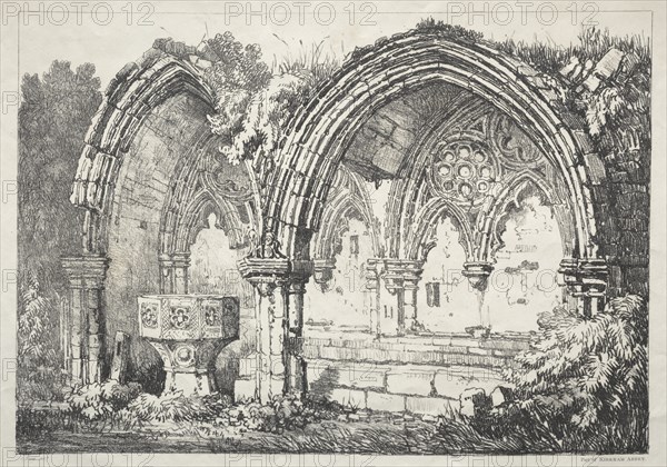 A Series of Ancient Buildings and Rural Cottages in the North of England: Part of Kirkham Abbey, 182 Creator: Samuel Prout (British, 1783-1852).