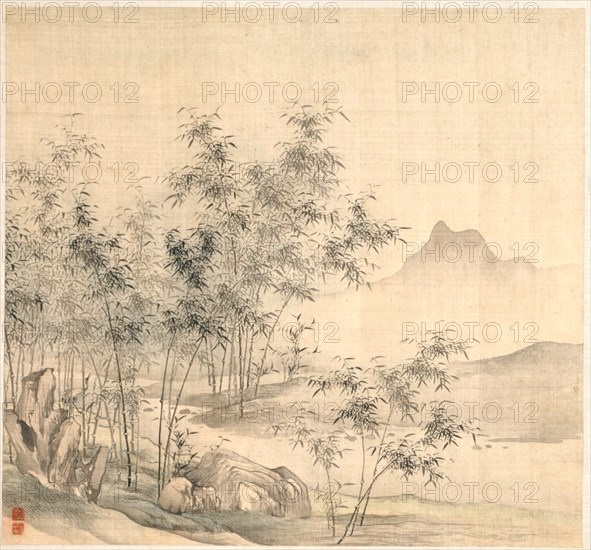 A Solitary Crane in the Bamboo Grove, early 1600s. Creator: Tao Hong (Chinese, active c. 1610-1640).