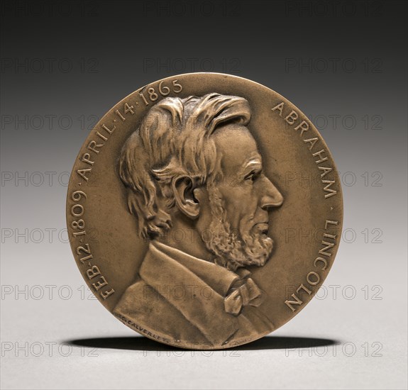 Abraham Lincoln Medal (obverse), 1900s. Creator: Charles Calverley (American, 1833-1914).