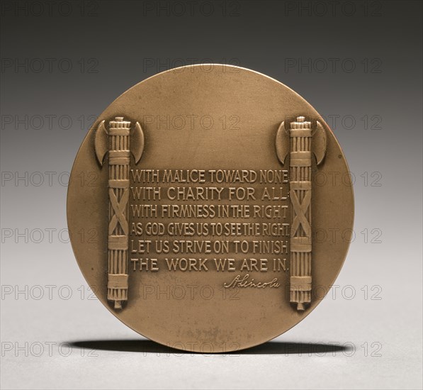 Abraham Lincoln Medal (reverse), 1900s. Creator: Charles Calverley (American, 1833-1914).