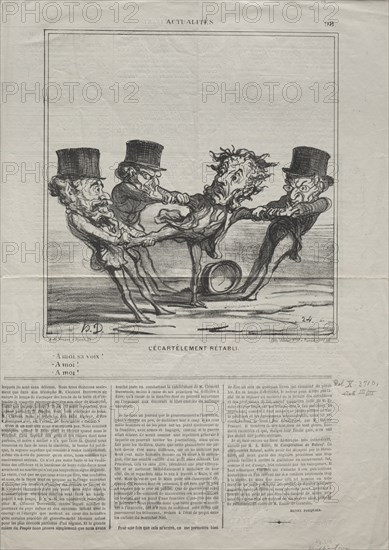 Actualities (No. 98): The quartering reinstated, 1869. Creator: Honoré Daumier (French, 1808-1879).