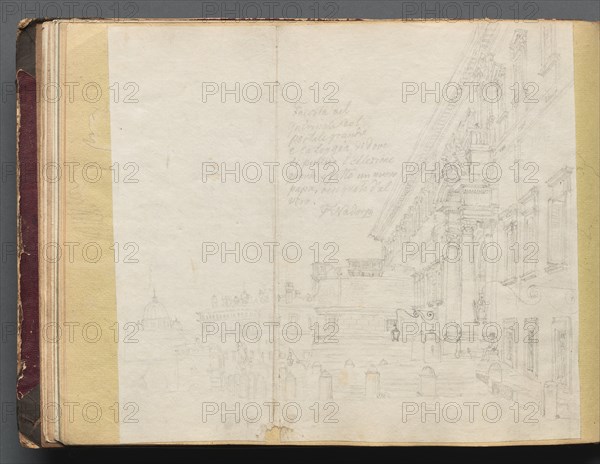 Album with Views of Rome and Surroundings, Landscape Studies, page 15b: Roman Architectural View. Creator: Franz Johann Heinrich Nadorp (German, 1794-1876).