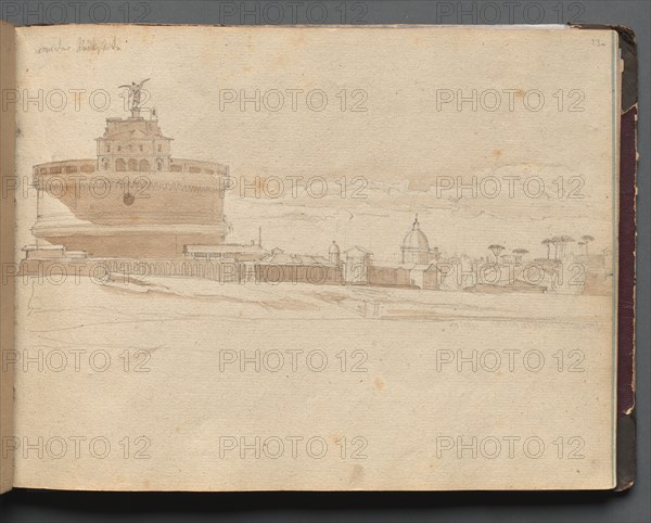 Album with Views of Rome and Surroundings, Landscape Studies, page 23a: Castle Saint Angelo, Rome. Creator: Franz Johann Heinrich Nadorp (German, 1794-1876).