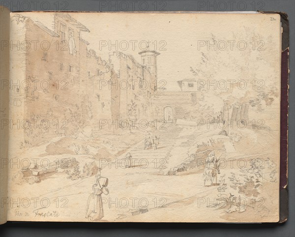 Album with Views of Rome and Surroundings, Landscape Studies, page 27a: "Frascati". Creator: Franz Johann Heinrich Nadorp (German, 1794-1876).