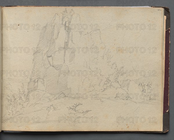 Album with Views of Rome and Surroundings, Landscape Studies, page 45a: Rocky Landscape. Creator: Franz Johann Heinrich Nadorp (German, 1794-1876).
