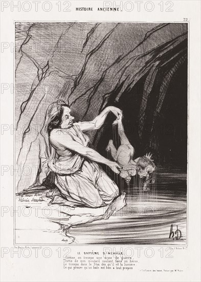 Ancient History: Pl. 22, The Baptism of Achilles . Creator: Honoré Daumier (French, 1808-1879).