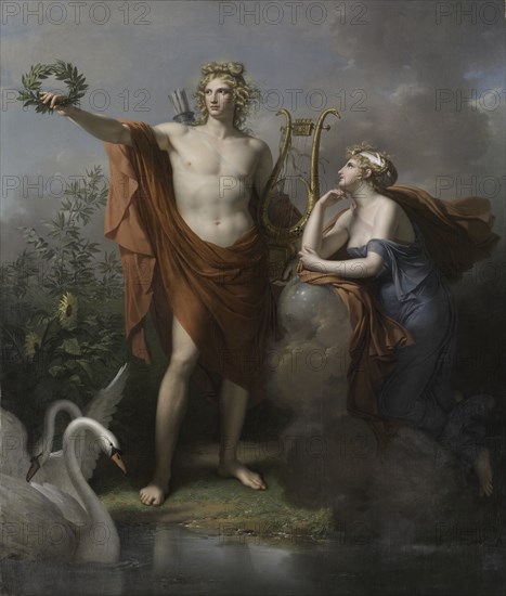 Apollo, God of Light, Eloquence, Poetry and the Fine Arts with Urania, Muse of Astronomy, 1798. Creator: Charles Meynier (French, 1768-1832).