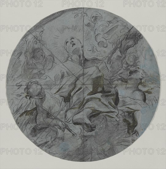 Apotheosis of a Saint (recto); Architectural Sketch(?) (verso), second half 17th century. Creator: Giovanni Battista Benaschi (Italian, 1636-1688).