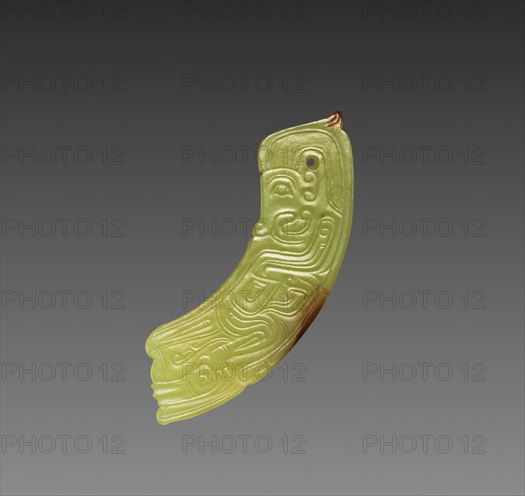 Arc Pendant with Human-like Figure, c. 1050-771 BC. Creator: Unknown.