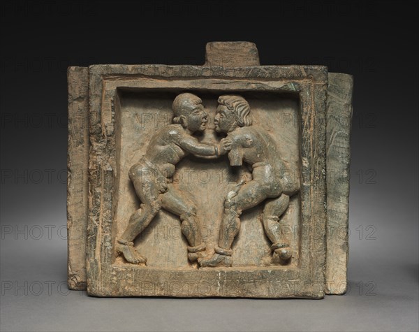 Architectural Bracket with Wrestlers, 100s-200s. Creator: Unknown.