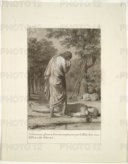 Aristomenes Mourning the Death of Socrates from the Bewitchment of Meroë..."The Golden Ass"), 1795. Creator: Antoine-Denis Chaudet (French, 1763-1810).