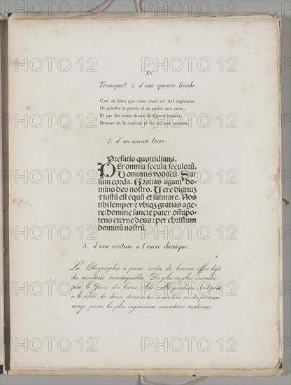 Art of the Lithograph: Printing Letters, Plate XV , 1819. Creator: Alois Senefelder (German, 1771-1834).