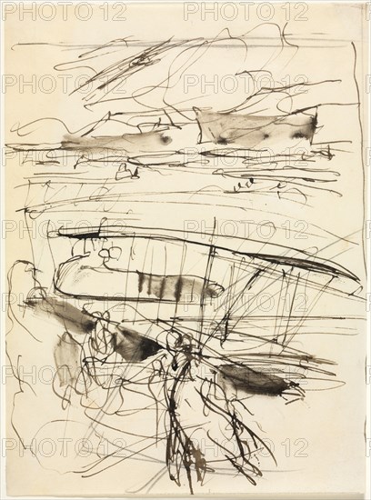 Avions reposant sur le terrain, 1914. Creator: Auguste Louis Lepère (French, 1849-1918).