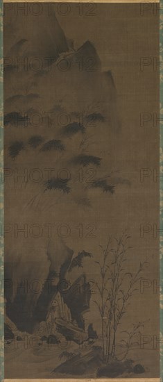 Bamboo in Rain, early 1500s. Creator: Genga (Japanese), attributed to.