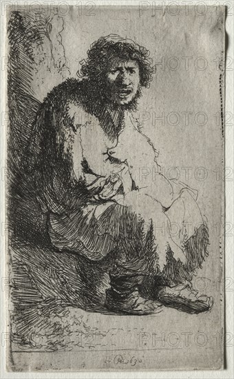 Beggar Seated on a Bank, 1630. Creator: Rembrandt van Rijn (Dutch, 1606-1669).