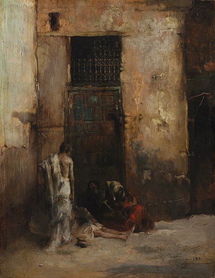 Beggars by a Door, 1870. Creator: Mariano Fortuny y Carbó (Spanish, 1838-1874).