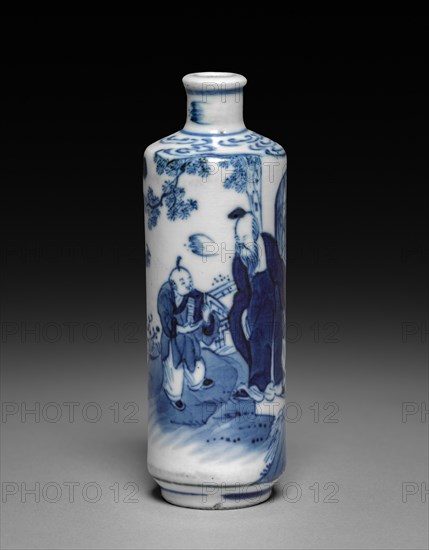 Blue and White Snuff Bottle, 1661-1722. Creator: Unknown.