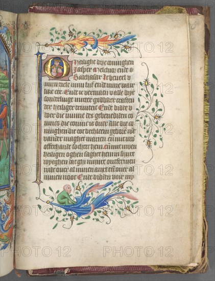 Book of Hours (Use of Utrecht): fol. 222r, Initial with Three Kings, c. 1460-1465. Creator: Master of Gijsbrecht van Brederode (Netherlandish); Master of the Boston City of God (Netherlandish).