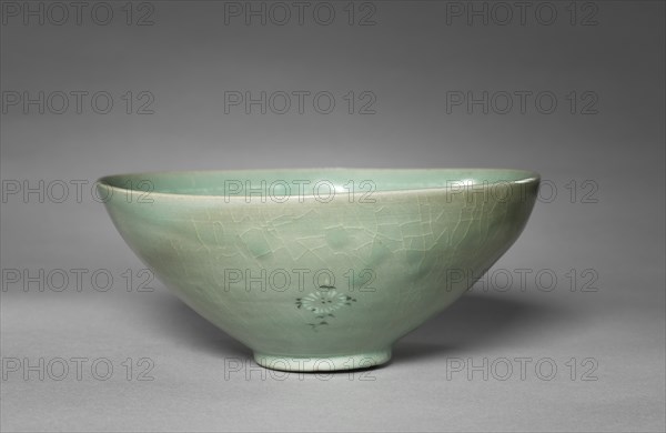 Bowl with Inlaid Chrysanthemum and Peony Design, 1100s-1200s. Creator: Unknown.
