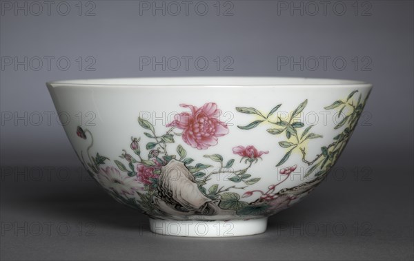 Bowl with Poppies, Tree Peony, and Flowering Mimosa, 1723-35. Creator: Unknown.