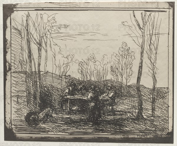 Breakfast in a Glade, original impression 1857, printed in 1921. Creator: Jean Baptiste Camille Corot (French, 1796-1875).
