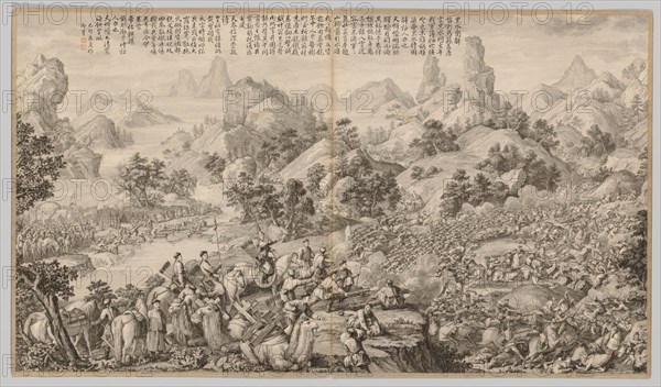 Breaking Through the Siege at Hesui: from Battle Scenes of the Quelling of Rebellions..., c. 1765-17 Creator: Giuseppe Castiglione (Italian, 1688-1766).