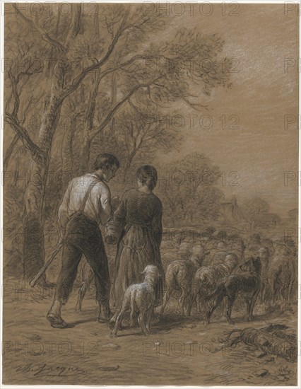 Bringing in the Sheep, 1800s. Creator: Charles-Émile Jacque (French, 1813-1894).