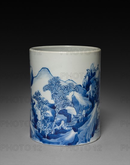 Brush Pot with Landscape, 1662-1722. Creator: Unknown.