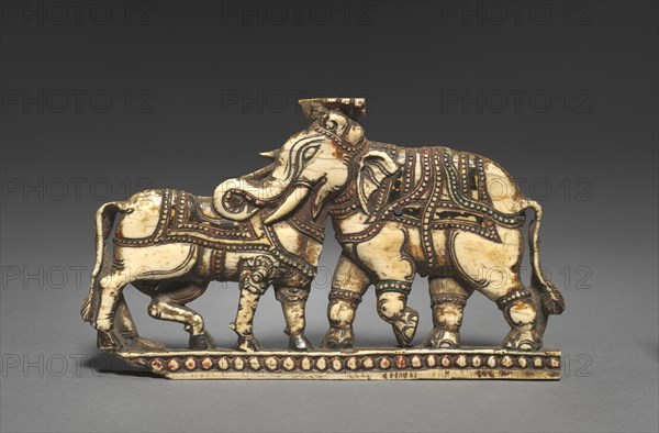 Bull and Elephant in Combat, 1500s-1600s. Creator: Unknown.