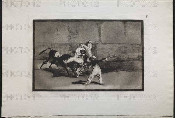 Bullfights: A Moor Caught by a Bull in the Ring, 1876. Creator: Francisco de Goya (Spanish, 1746-1828).