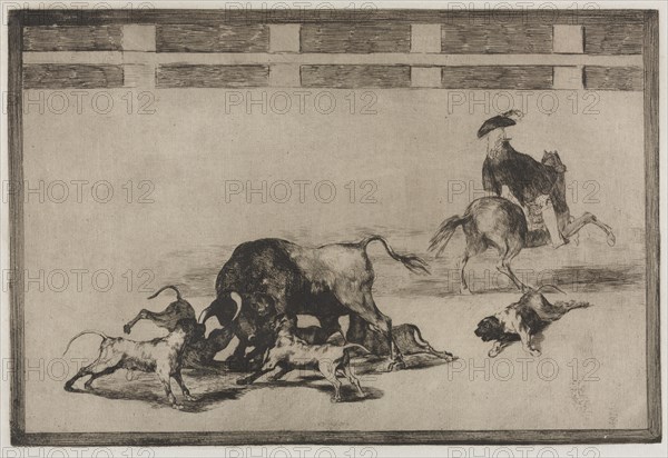 Bullfights: They Loose Dogs on the Bull, 1876. Creator: Francisco de Goya (Spanish, 1746-1828).