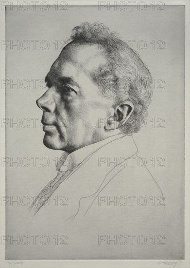 Campbell Dodgson, Profile to the Left, 1919. Creator: William Strang (British, 1859-1921).