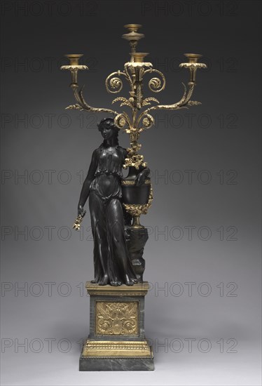 Candelabrum, c. 1780-1785. Creator: Pierre Philippe Thomire (French, 1751-1843), attributed to ; Clodion (French, 1738-1814).