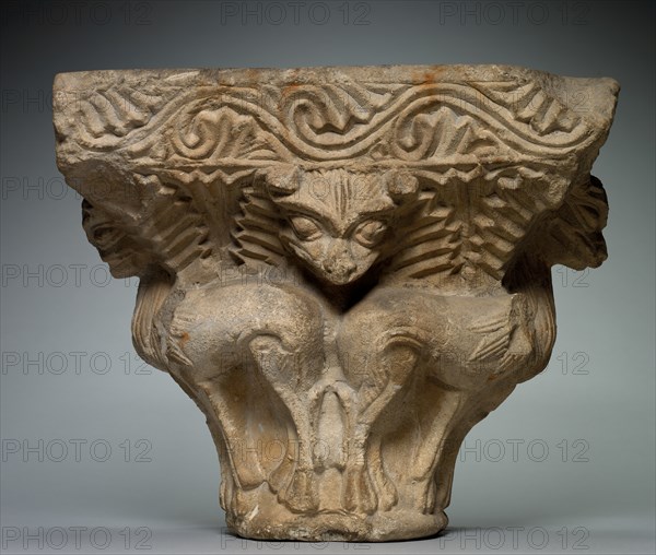 Capital with Addorsed Quadrupeds, late 1100s - early 1200s. Creator: Unknown.