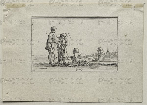 Caprices: Two Standing Beggars and a Cripple. Creator: Stefano Della Bella (Italian, 1610-1664).