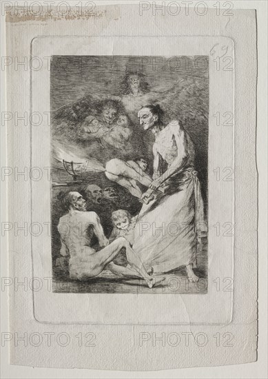 Caprichos: Blow, c. 1799. Creator: Francisco de Goya (Spanish, 1746-1828).