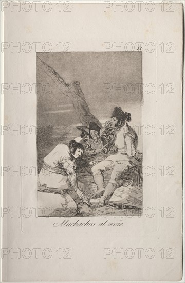 Caprichos: Lads Making Ready.. Creator: Francisco de Goya (Spanish, 1746-1828).