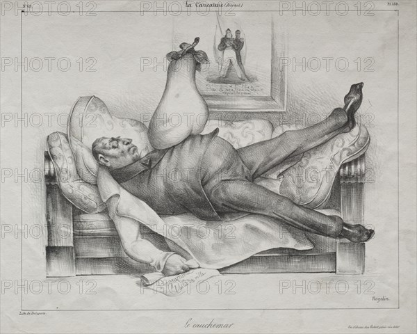 Caricature, plate 139: The Nightmare, 1832. Creator: Honoré Daumier (French, 1808-1879); Aubert.