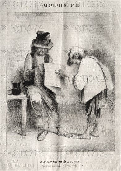 Caricatures du jour: La Lecture des mystères de Paris. Creator: Charles Joseph Traviès de Villers (French, 1804-1859).