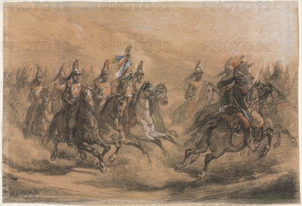 Cavalry Charge, c. 1840. Creator: Auguste Raffet (French, 1804-1860).