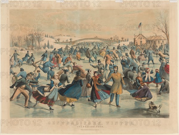 Central Park, Winter: The Skating Pond. Creator: James Merritt Ives (American, 1824-1895), and ; Nathaniel Currier (American, 1813-1888).