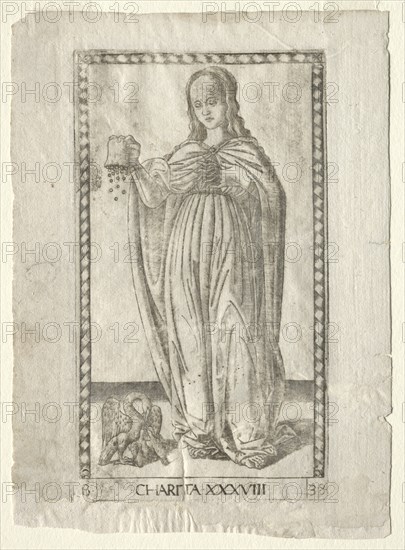 Charity (from the Tarocchi, series B: Cosmic Principles & Virtues, #38), before 1467. Creator: Master of the E-Series Tarocchi (Italian, 15th century).
