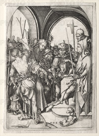 Christ Before the High Priest. Creator: Martin Schongauer (German, c.1450-1491).