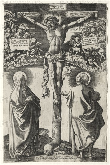 Christ on the cross between the virgin and St. John, 1542. Creator: Hans Brosamer (German, c. 1500-1554).