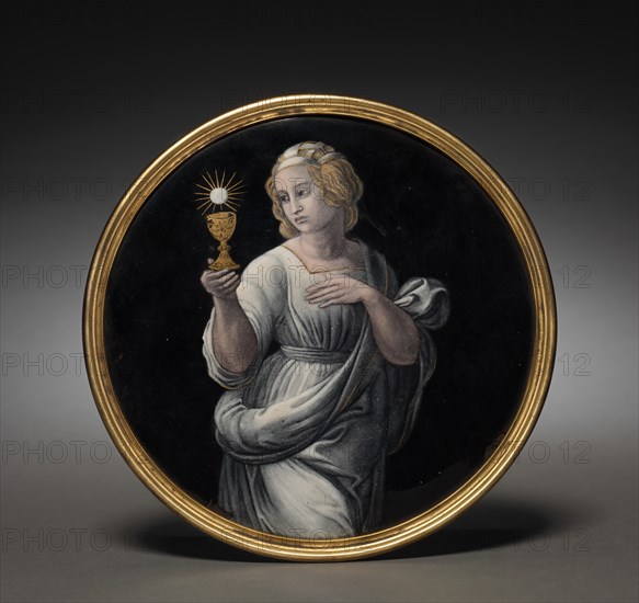 Circular Enamel Plaque with Figure of Ecclesia (?), 16th century. Creator: Unknown.