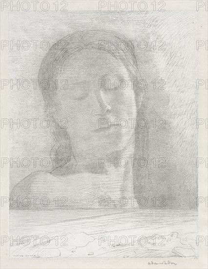 Closed Eyes, 1890. Creator: Becquet (French); Odilon Redon (French, 1840-1916).