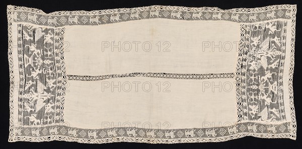 Cloth with Border of Crowned Double-Headed Eagles with Various Emblems, Birds..., 19th century. Creator: Unknown.