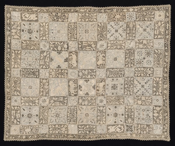 Cloth with Unicorns, Dragons, Other Animals, and Floral Patterns, 1800s. Creator: Unknown.